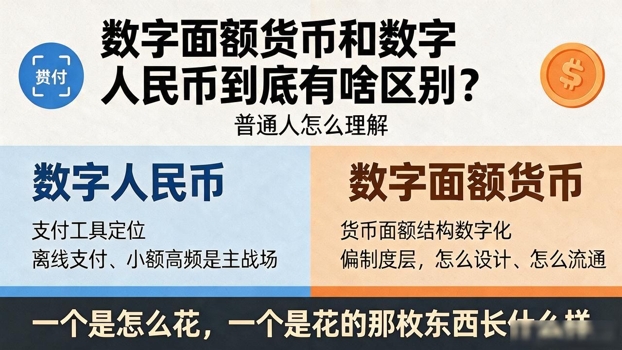 数字面额货币和数字人民币到底有啥区别？普通人怎么理解