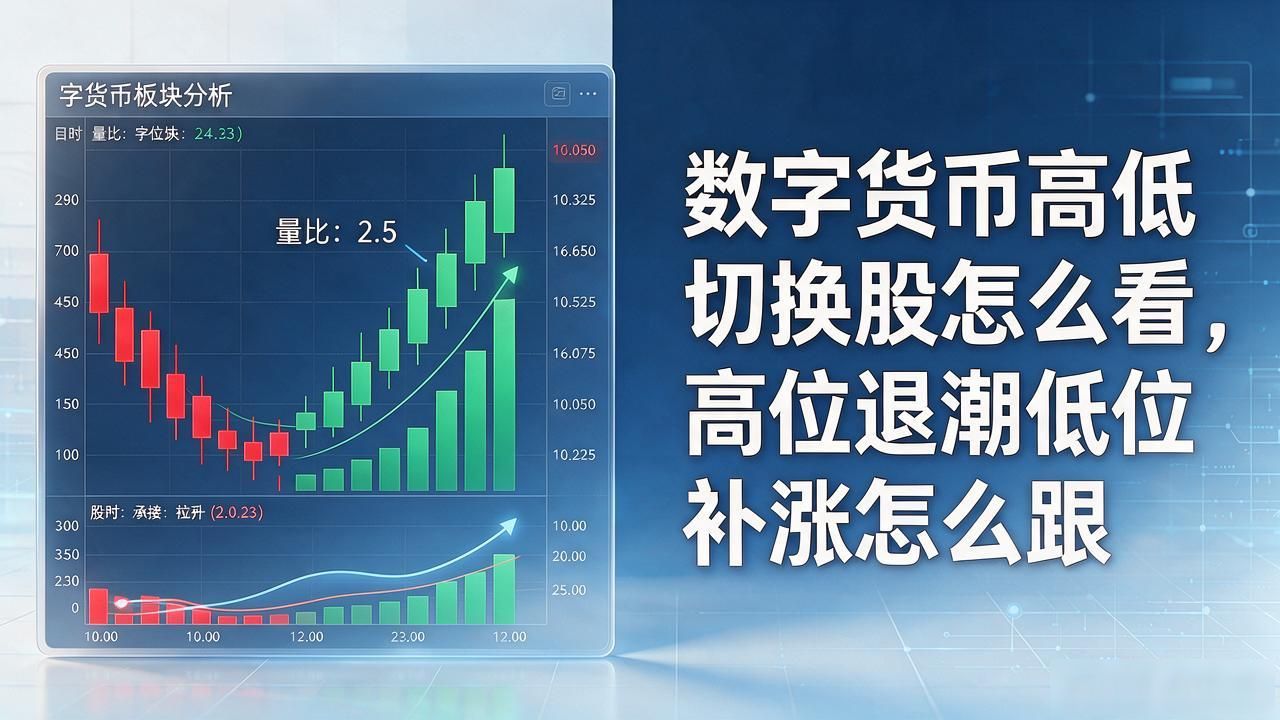 数字货币高低切换股怎么看，高位退潮低位补涨怎么跟
